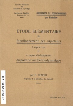 Etude élémentaire du fonctionnement des injecteurs à vapeur vive et à vapeur d'echappement du point de vue thermodynamique